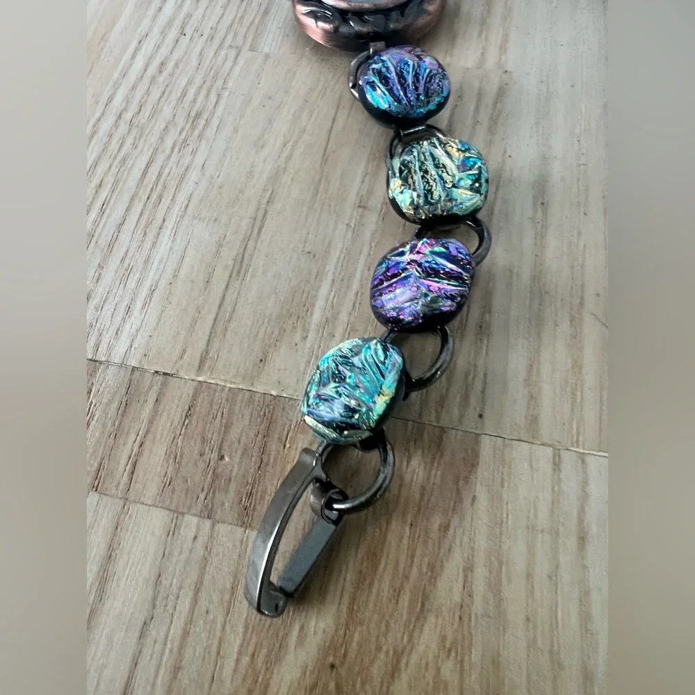 Geneva ladies dichroic glass bracelet watch NEW BATTERY